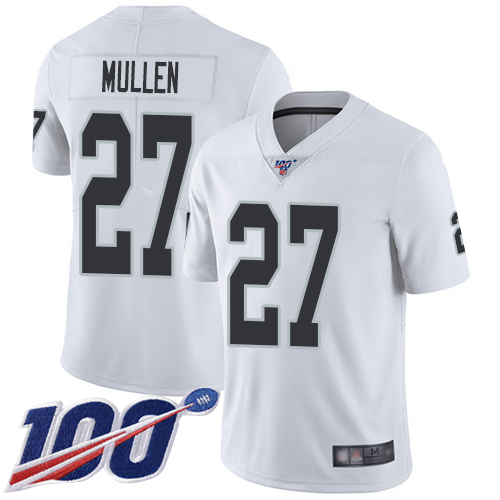 Men Oakland Raiders Limited White Trayvon Mullen Road Jersey NFL Football #27 100th Season Vapor Jersey